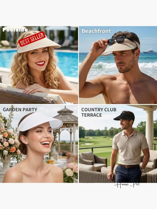 4 Clip On Sun Visors Hats, Wide Brim UV Protection, Slip On Visors for Golf main image 6